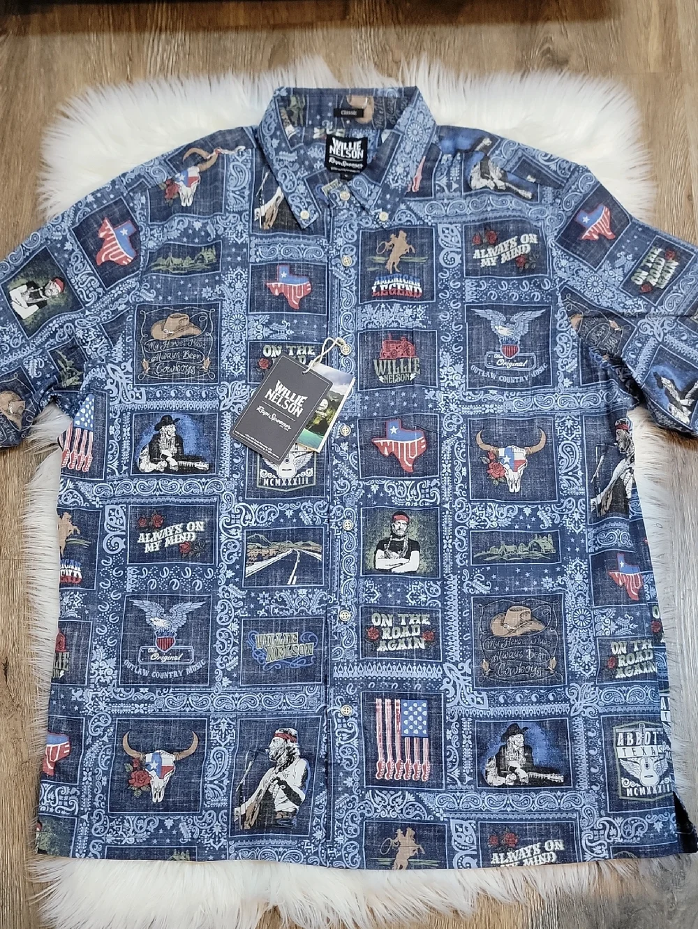 reyn spooner x Willie Nelson Americana  Print Short-Sleeve Button-Down Shirt - Picture 16 of 16